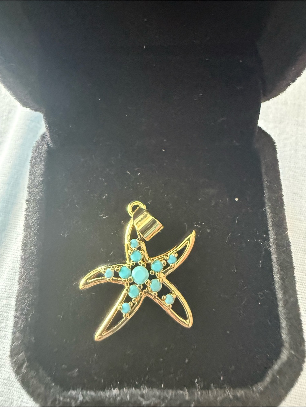 Adina Eden Gold Starfish Pendant with Turquoise Accents
